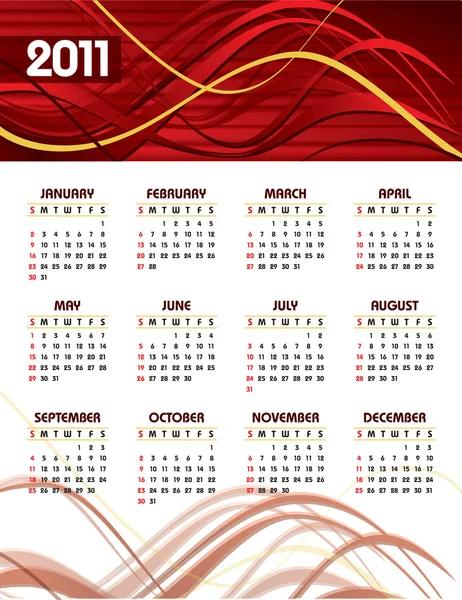 Календарь 2011 года. Векторная иллюстрация. — стоковый вектор