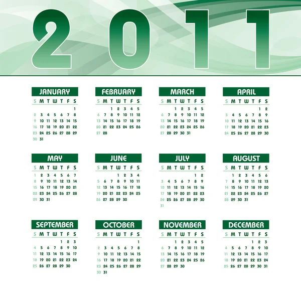 2011 års kalender. Vektorillustration. — Stock vektor