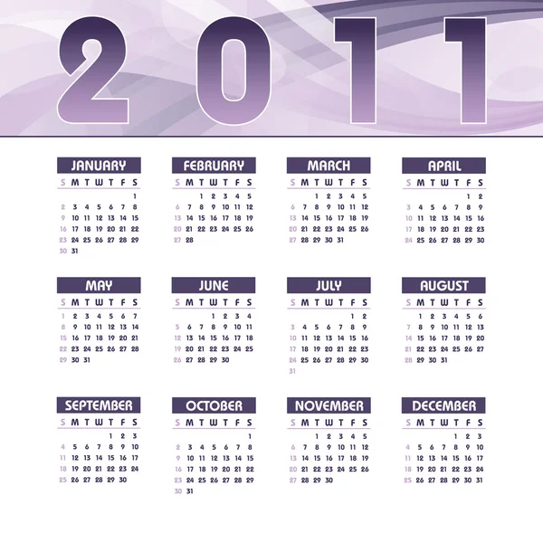Calendario 2011. Ilustración vectorial. — Vector de stock