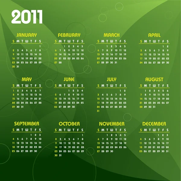 Calendario 2011. Ilustración vectorial. — Archivo Imágenes Vectoriales
