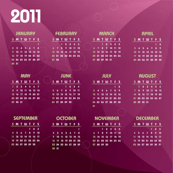 2011 Календар. Векторна ілюстрація . — стоковий вектор