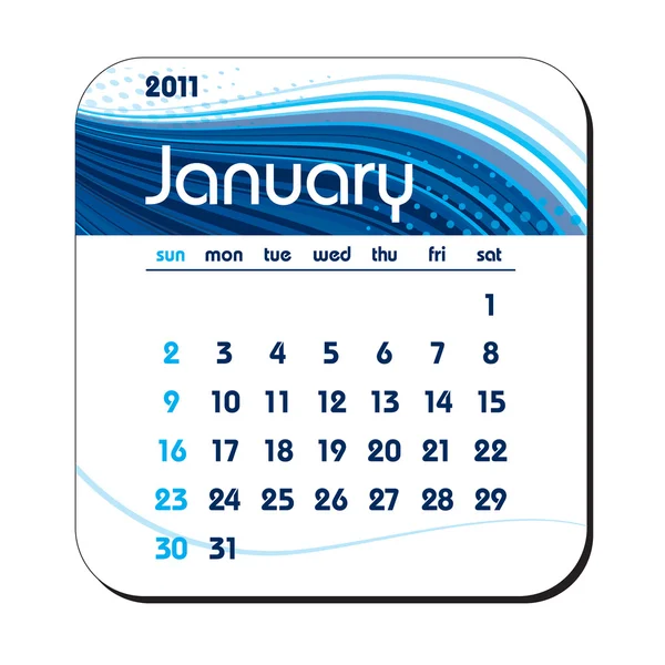 Calendario 2011. Enero . — Archivo Imágenes Vectoriales