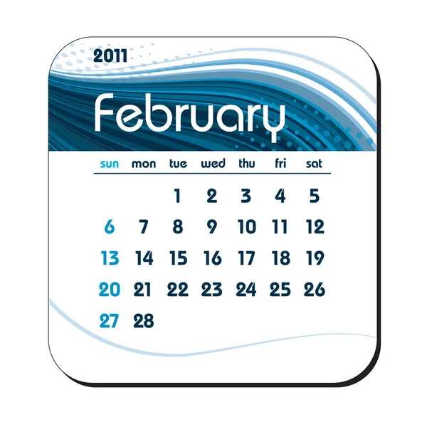 2011 Calendar. February. — Stock Vector