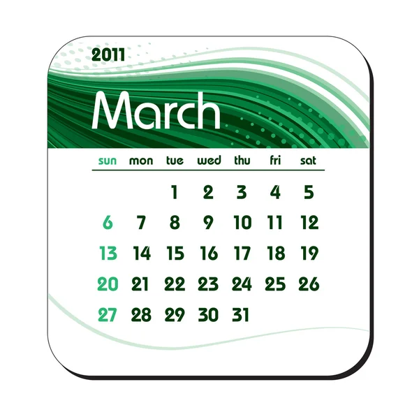 2011 Kalender. mars . – stockvektor
