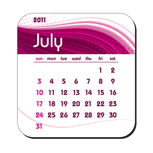 2011 Kalender. juli . – stockvektor