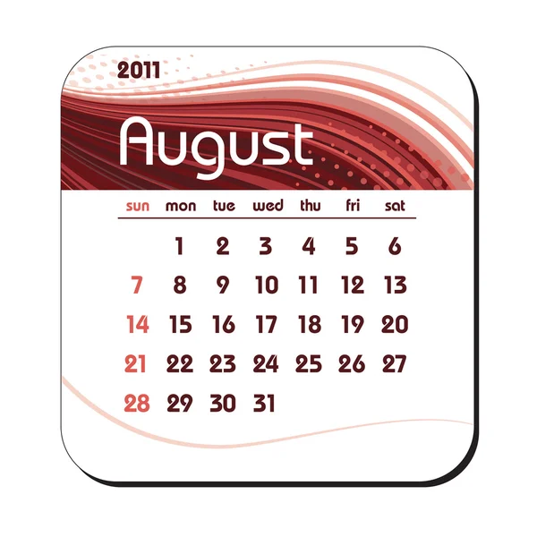 2011 年カレンダー。8 月. — ストックベクタ