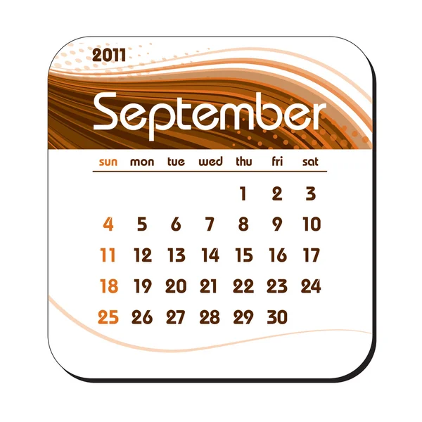 Calendrier 2011. Septembre . — Image vectorielle
