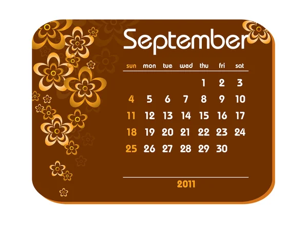 Calendario 2011. Settembre. . — Vettoriale Stock