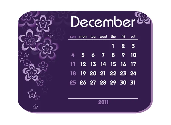 Календарь 2011 года. Декабрь . — стоковый вектор