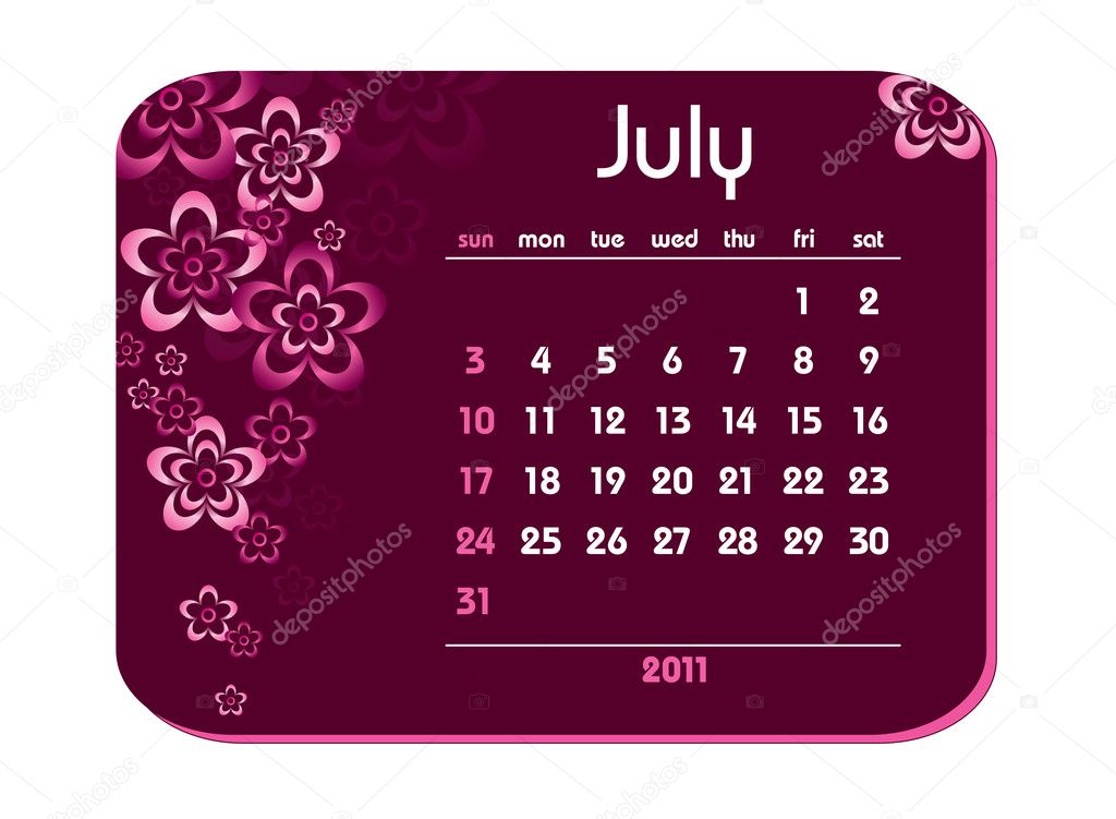 2011 Calendar July Stock Vector © marinakoven #4100006