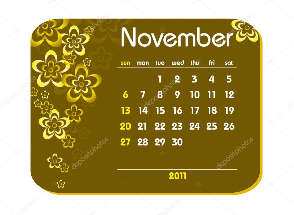 2011 Calendar November Stock Vector © marinakoven #4100014