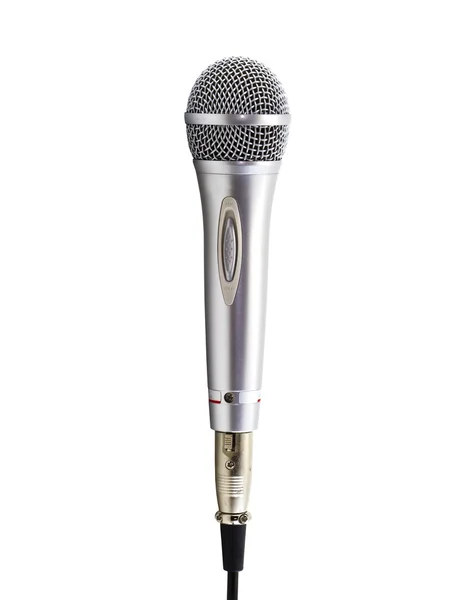 Silver microphone in white — Stock Photo, Image