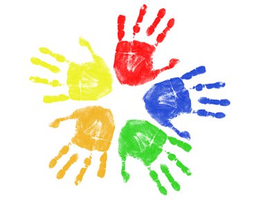 Colorful hand prints clipart