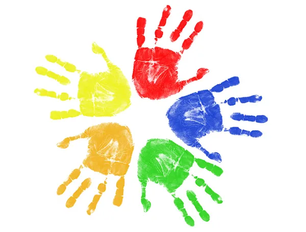 Empreintes de main colorées — Image vectorielle