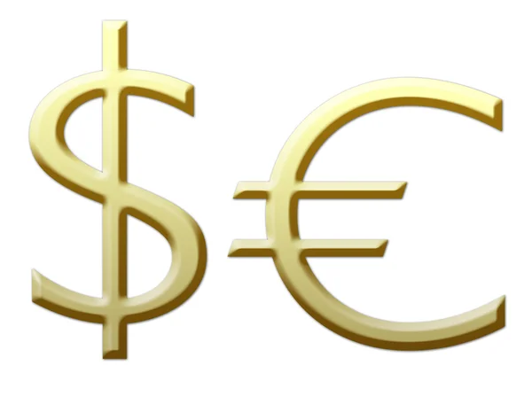 Dollar en euro gouden tekenen — Stockvector
