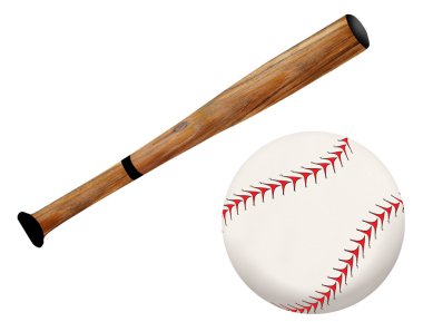 Baseball bat and ball clipart