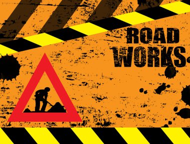 Road works under construction clipart