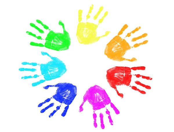 Rainbow hand prints — Stock Vector
