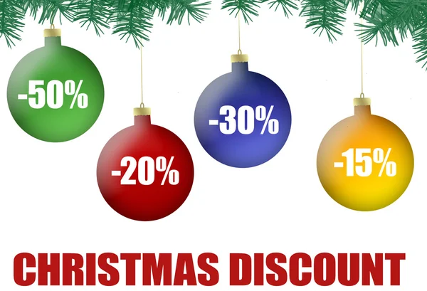 Christmas balls discount — Stock Vector