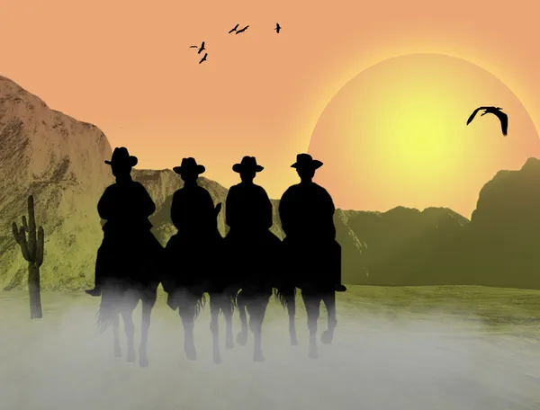 Cowboys silhouette háttér — Stock Vector