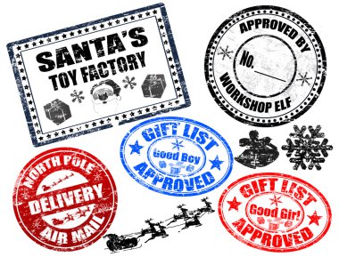 Christmas stamps set clipart