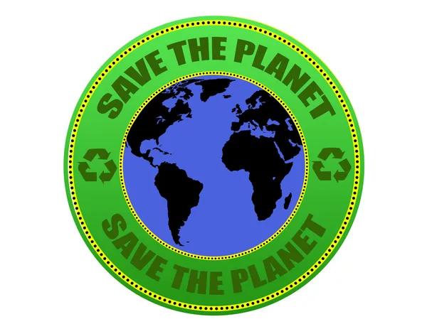 Salva l'etichetta del pianeta — Vettoriale Stock
