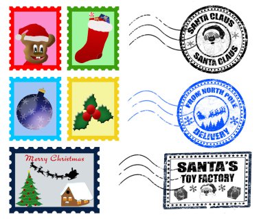 Christmas Postmarks and Stamps clipart