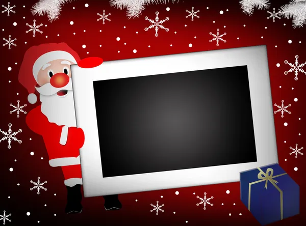 Santa a prázdné foto rámeček pozadí — Stockový vektor