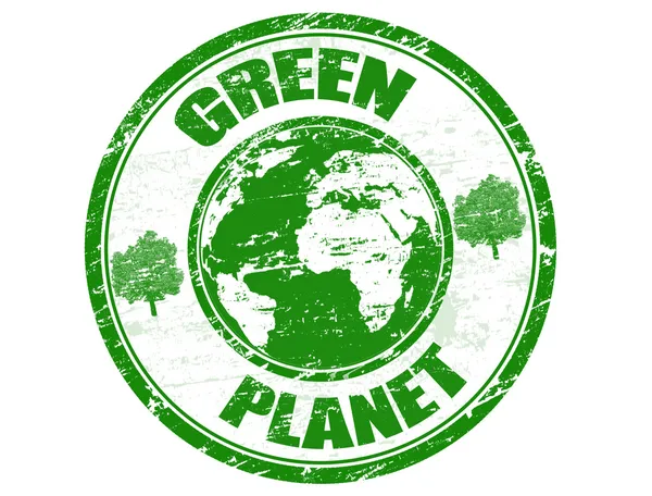 Green planet stamp — Stock Vector