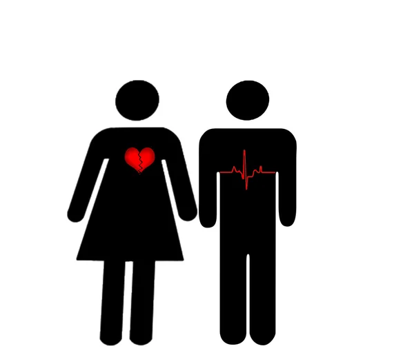 Coração partido e pulso cardíaco —  Vetores de Stock