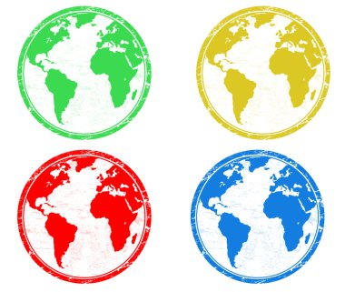 Earth globes stamps clipart