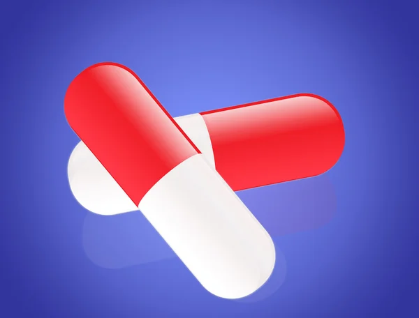 Czerwone i białe tabletki — Wektor stockowy