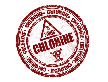 Chlorine grunge rubber stamp with skull and crossbones and the word chlorine written inside clipart