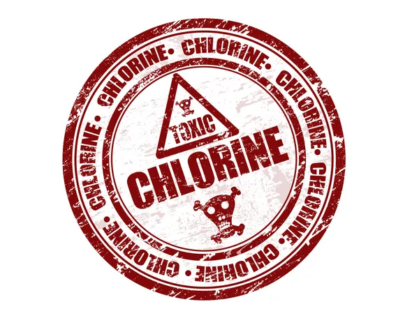 Chlorine Grunge Rubber Stamp Skull Crossbones Word Chlorine Written — Stock Vector
