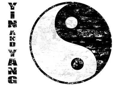 Grunge rubber stamp with the yin yang sign clipart