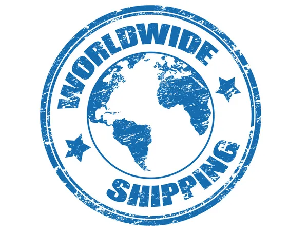 Grunge Gummistämpel Med Jord Globe Mape Och Text Worldwide Shipping — Stock vektor