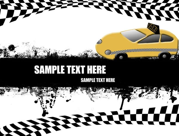 Grunge Poster Orange Taxi Black White Vector Illustration — Stock Vector