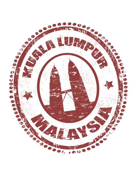 Grunge Rubber Stamp Kuala Lumpur Building Shape Text Kuala Lumpur — Stock Vector