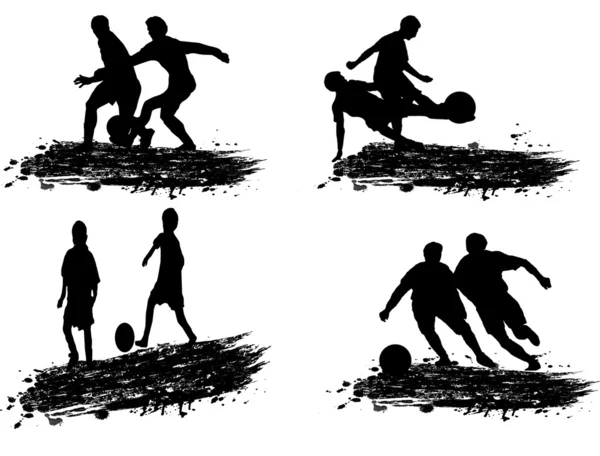 Fotboll spelare silhuetter — Stock vektor