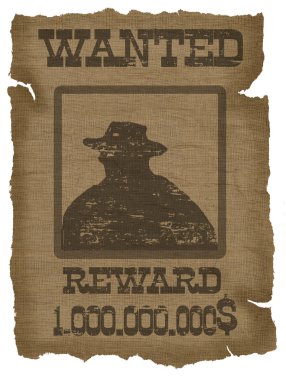 A old wanted poster with a cowboy silhouette clipart