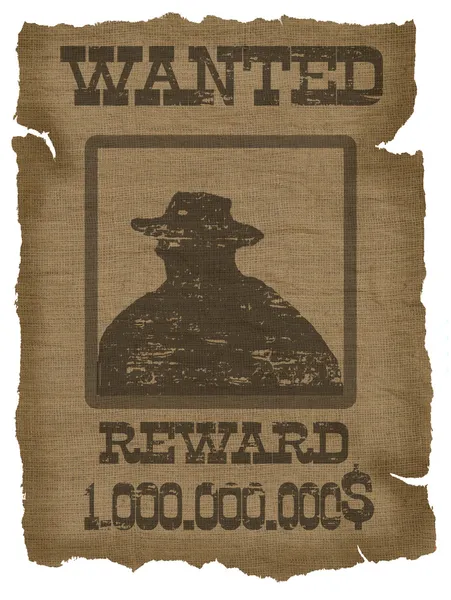 Velho Cartaz Procurado Com Uma Silhueta Cowboy — Fotografia de Stock