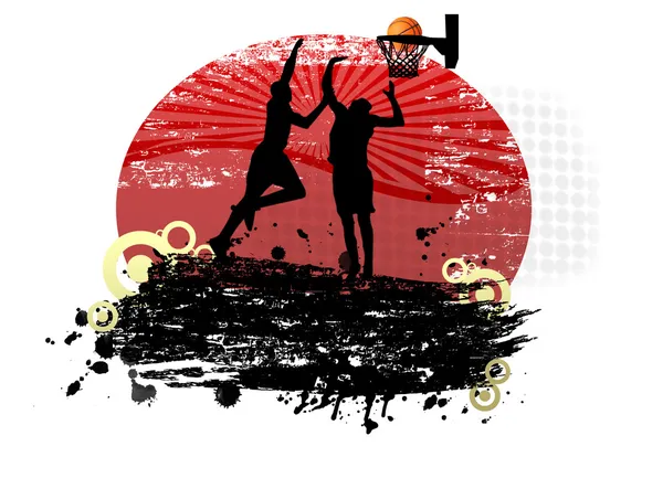 Grunge Basketball Background Players Shape Vector Illustration — Wektor stockowy