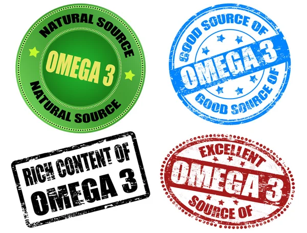 Omega 3 stempels — Stockvector