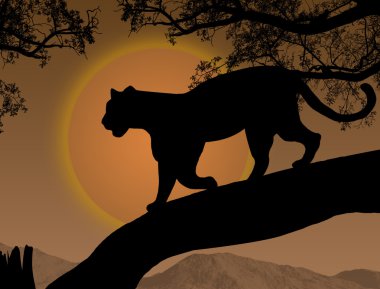 Panther on a tree clipart