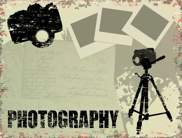Винтажный Плакат Мгновенными Фотографиями Письмами Фотокамерами — стоковый вектор