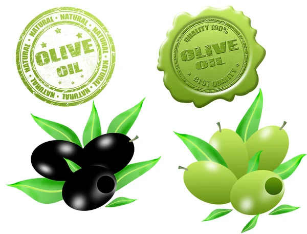 Черные и зеленые оливки — стоковый вектор