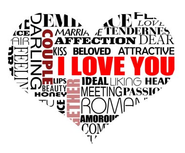 Various love words clipart