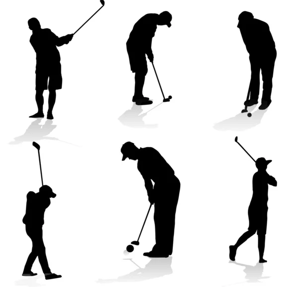 Collection Golfer Silhouette Vector Illustration — Stock Vector