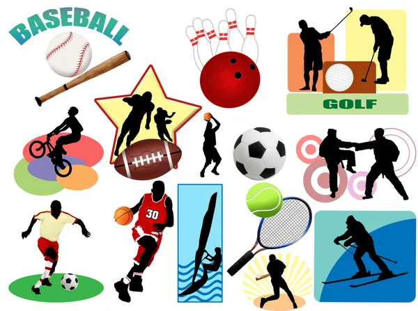 Icone sportive e simbolo — Vettoriale Stock