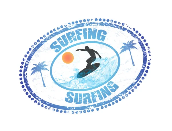 Selo Borracha Grunge Abstrato Com Palavra Surfe Escrito Dentro — Vetor de Stock